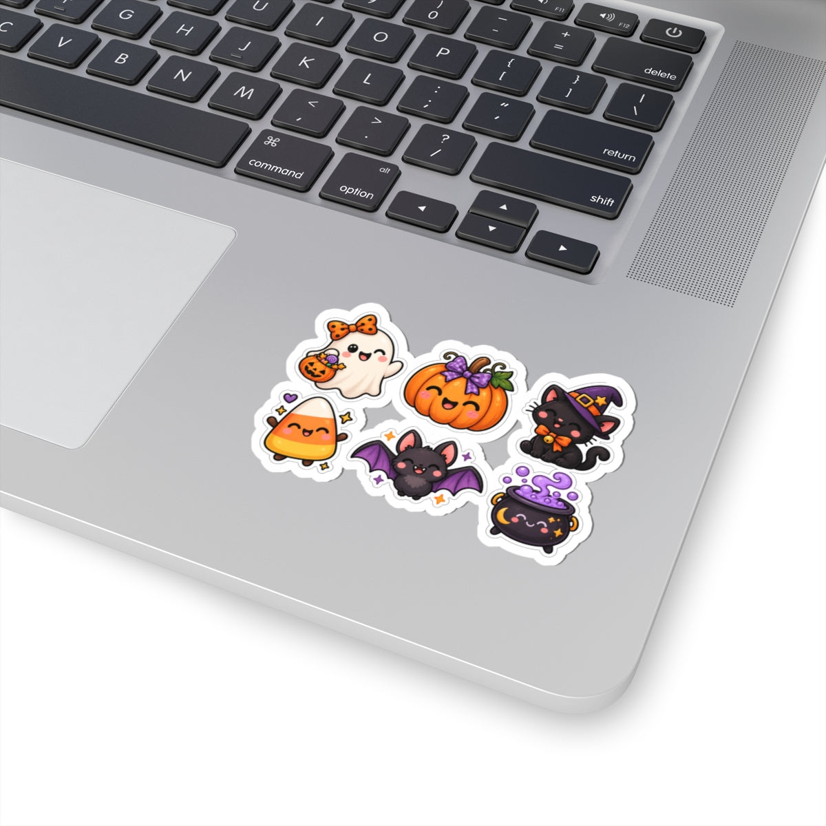 Cute Halloween Characters Kiss-Cut Stickers | Ghost Pumpkin Cat Bat Cauldron