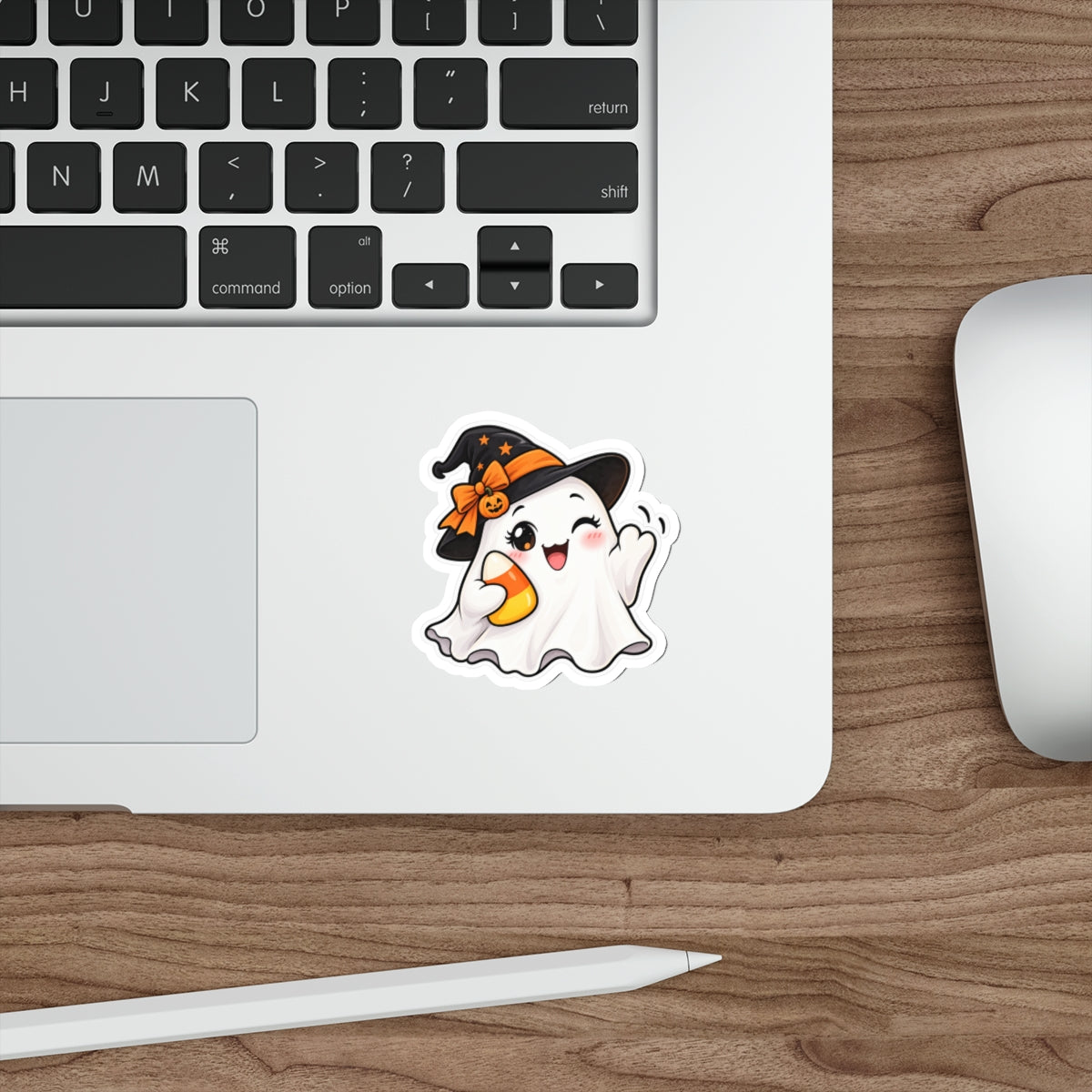Cute Halloween Ghost Sticker | Die-Cut Sticker, Witch Hat, Candy Corn