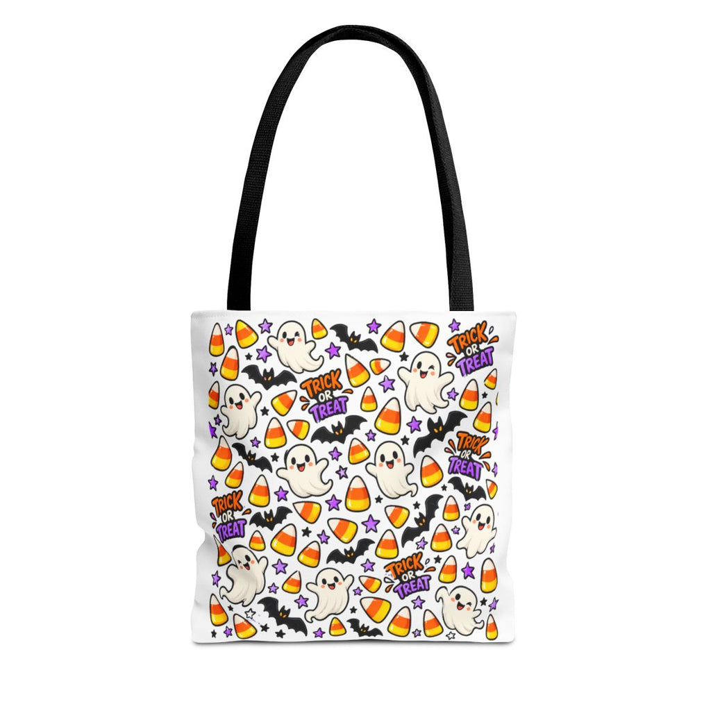Cute Halloween Ghosts Candy Corn Pattern Tote Bag | Trick or Treat Allover Print