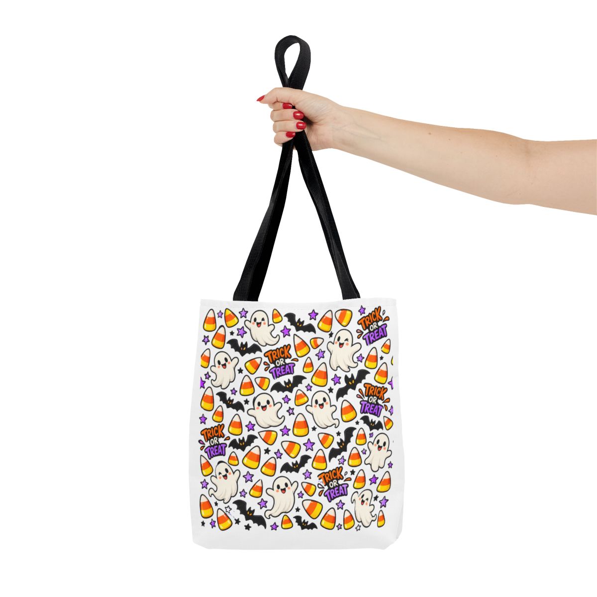 Cute Halloween Ghosts Candy Corn Pattern Tote Bag | Trick or Treat Allover Print