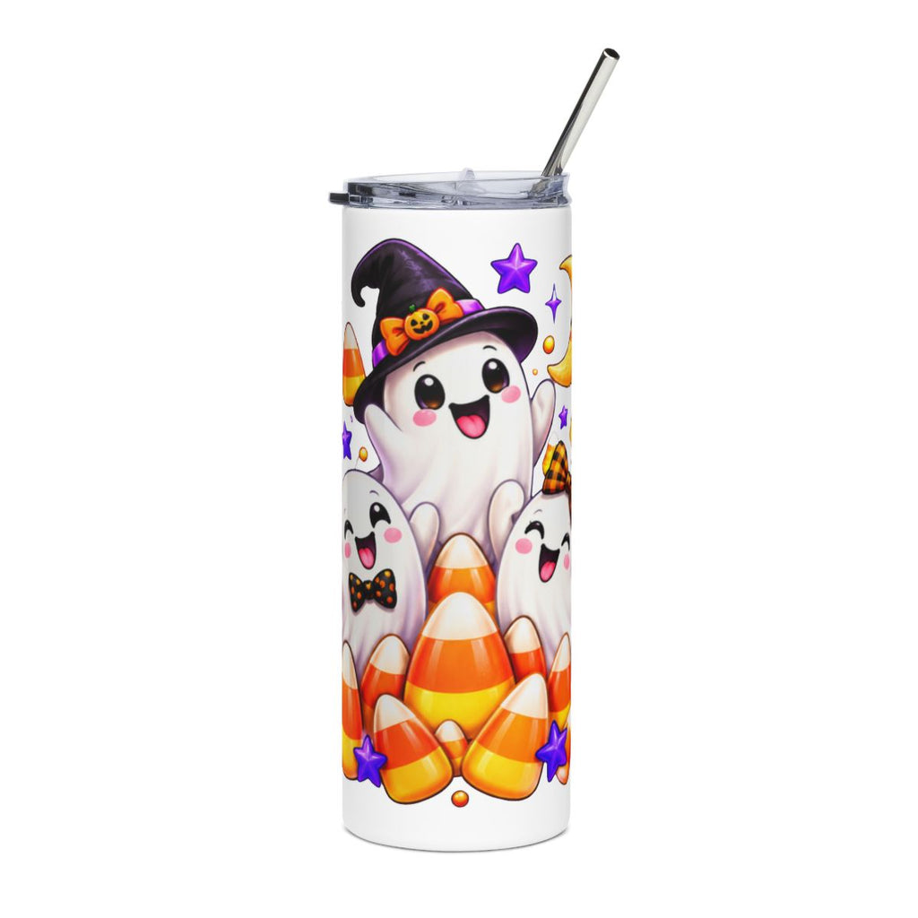 Cute Halloween Ghosts Stainless Steel Tumbler | Candy Corn Skinny Tumbler