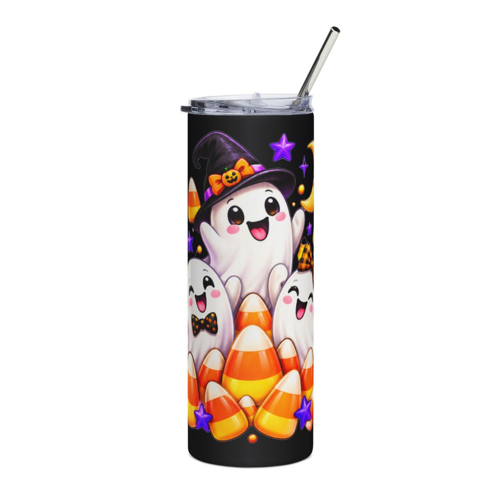 Cute Halloween Ghosts Stainless Steel Tumbler | Candy Corn Skinny Tumbler