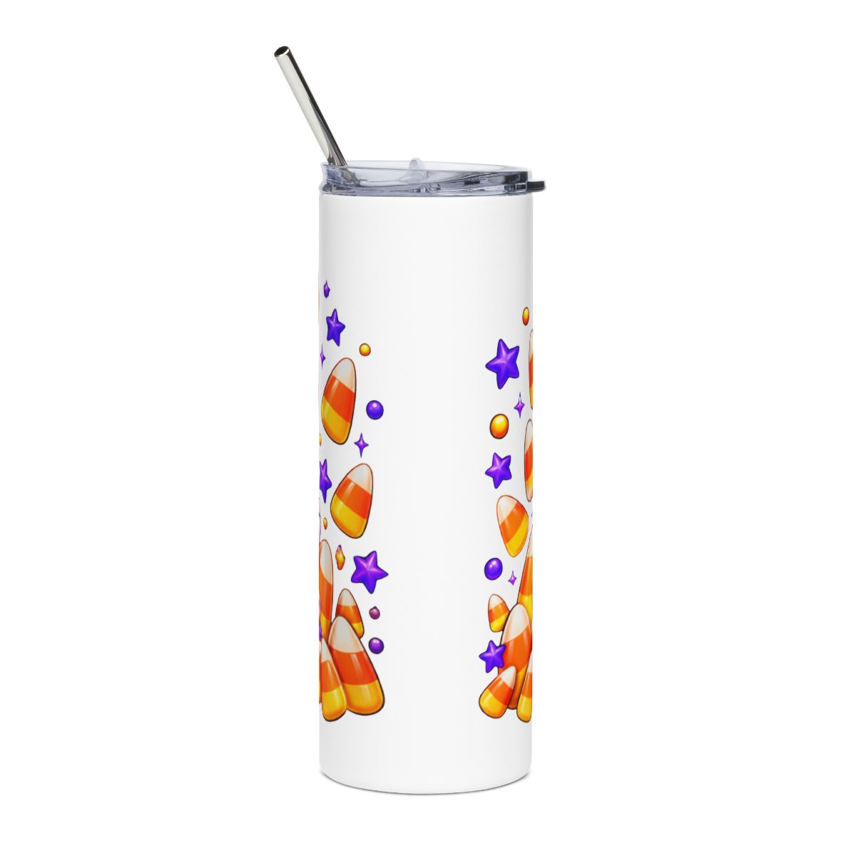 Cute Halloween Ghosts Stainless Steel Tumbler | Candy Corn Skinny Tumbler