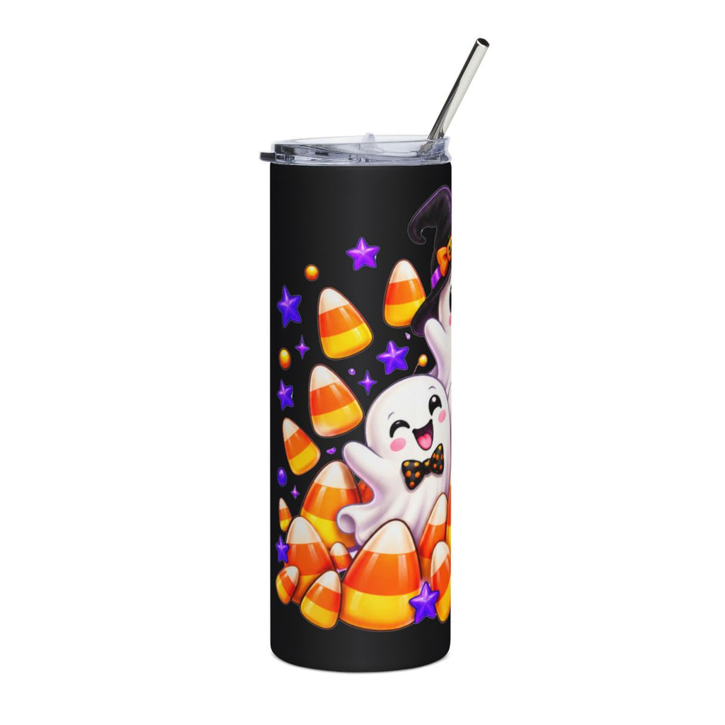 Cute Halloween Ghosts Stainless Steel Tumbler | Candy Corn Skinny Tumbler
