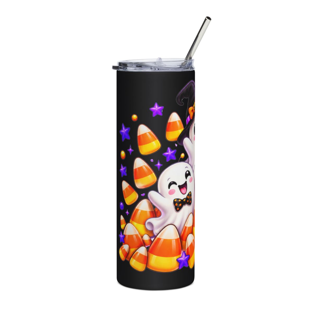 Cute Halloween Ghosts Stainless Steel Tumbler | Candy Corn Skinny Tumbler