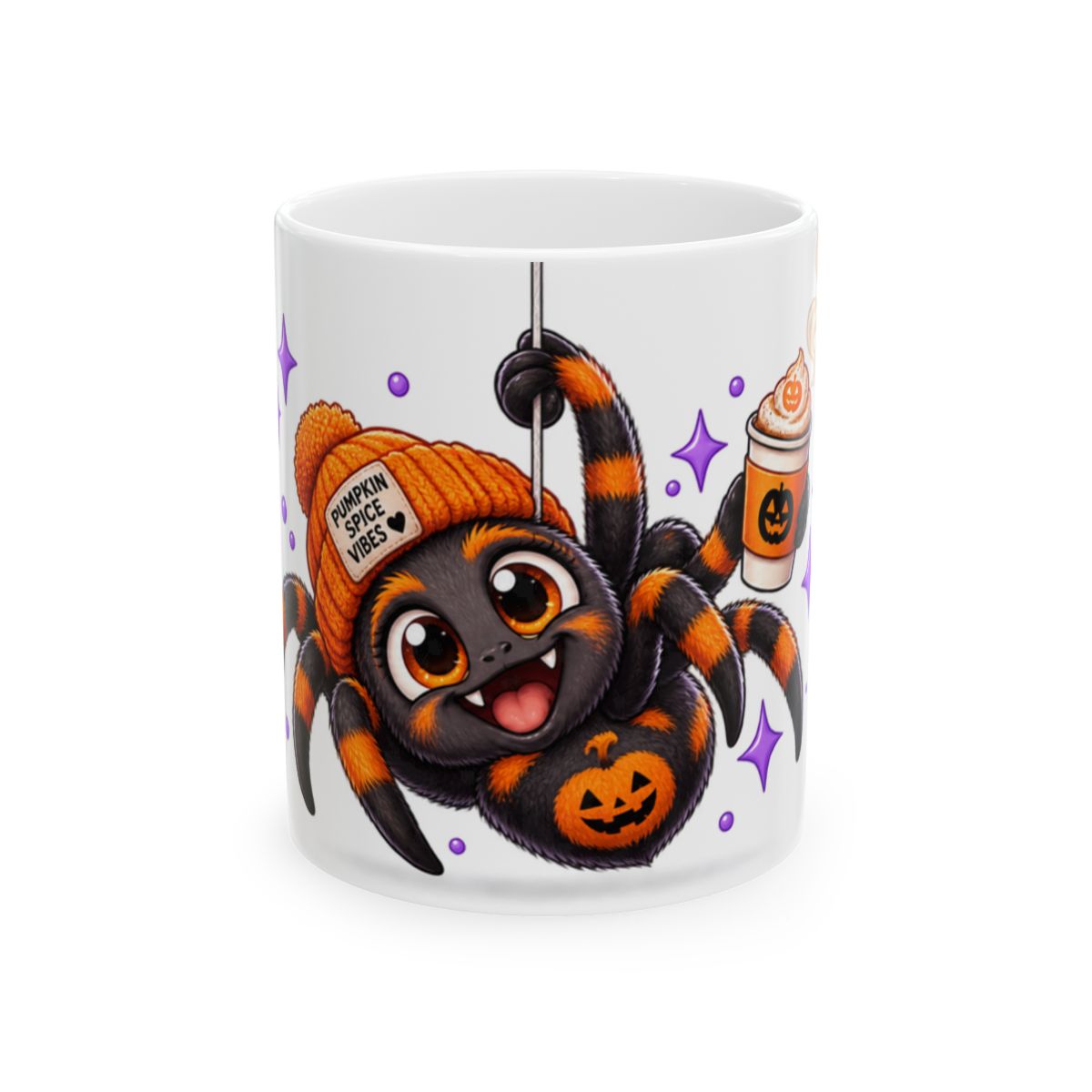 Cute Halloween Spider Mug | Pumpkin Beanie Coffee Ceramic Mug