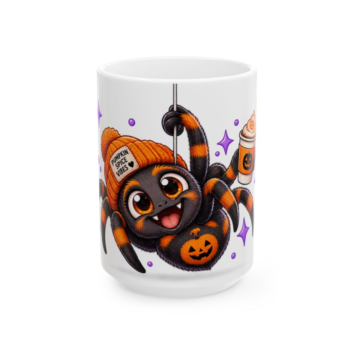 Cute Halloween Spider Mug | Pumpkin Beanie Coffee Ceramic Mug