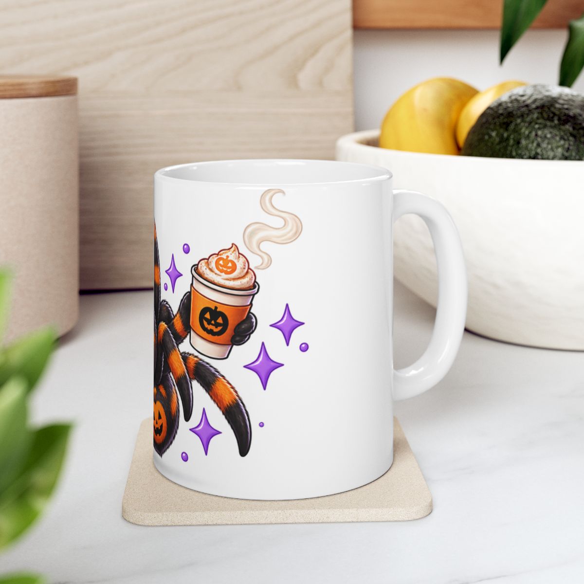 Cute Halloween Spider Mug | Pumpkin Beanie Coffee Ceramic Mug