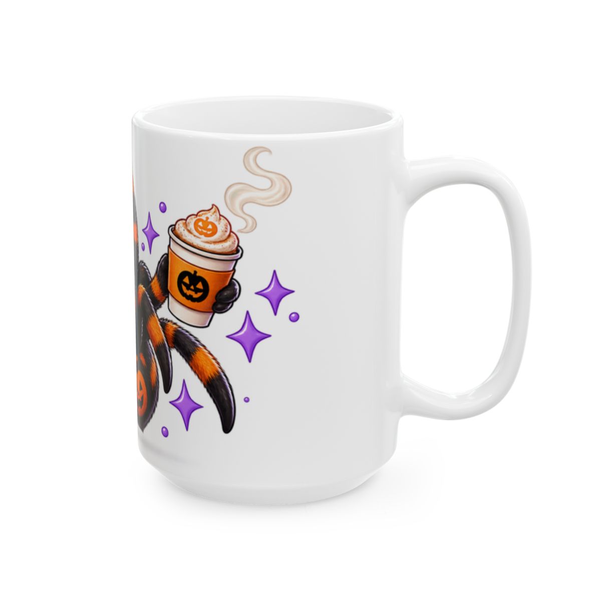 Cute Halloween Spider Mug | Pumpkin Beanie Coffee Ceramic Mug