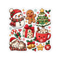 Cute Holiday Christmas Characters Kiss-Cut Stickers | Snowman, Tree, Gingerbread