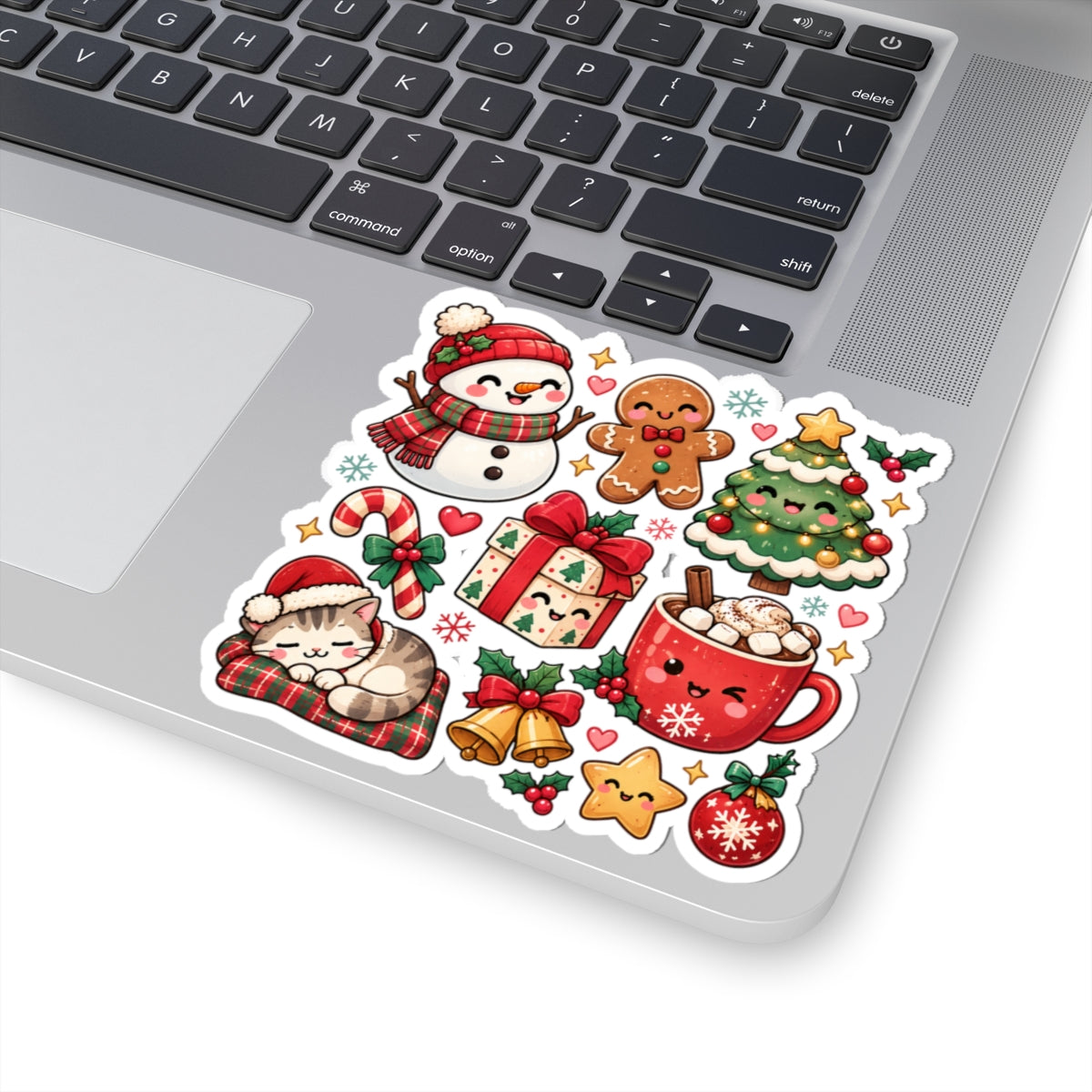 Cute Holiday Christmas Characters Kiss-Cut Stickers | Snowman, Tree, Gingerbread