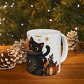 Cute Jack-o'-Lantern Pumpkin and Black Cat Halloween Mug | Ceramic Mug