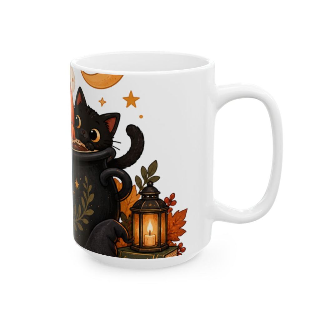 Cute Jack-o'-Lantern Pumpkin and Black Cat Halloween Mug | Ceramic Mug