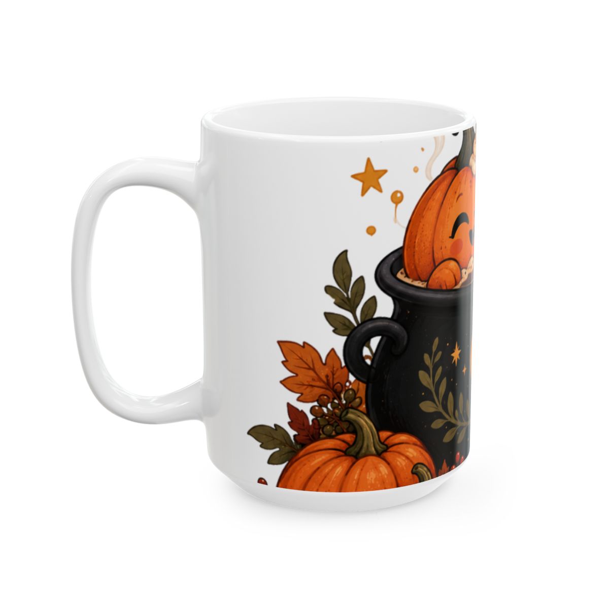 Cute Jack-o'-Lantern Pumpkin and Black Cat Halloween Mug | Ceramic Mug