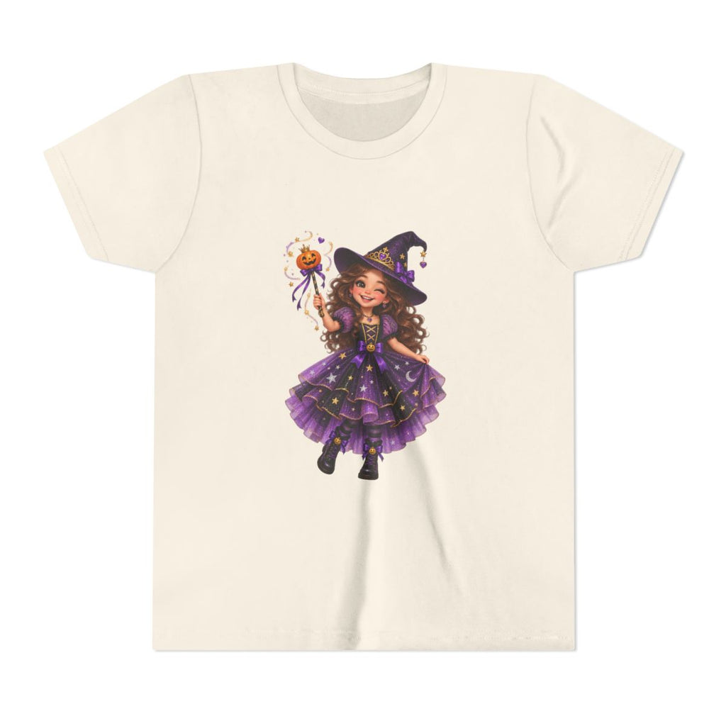Cute Little Witch Illustration Youth Tee | Halloween Kids Shirt