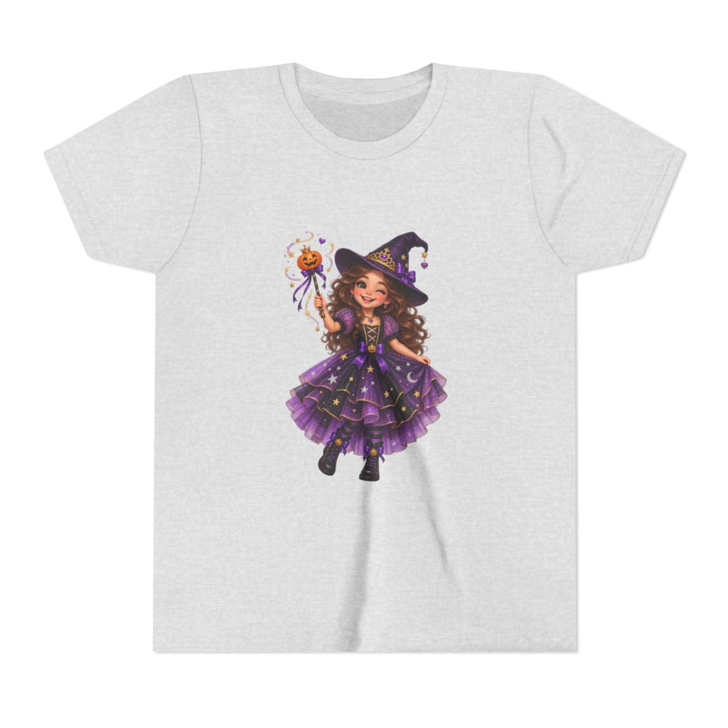 Cute Little Witch Illustration Youth Tee | Halloween Kids Shirt