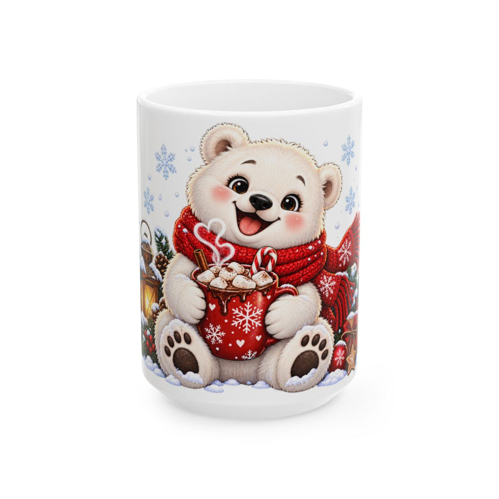 Cute Polar Bear with Hot Cocoa Mug | Christmas Winter Holiday Ceramic Mug