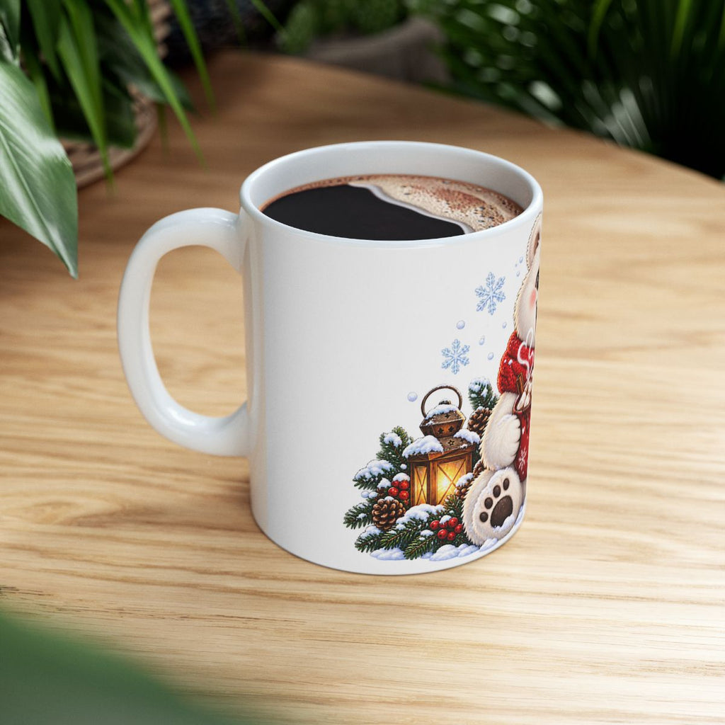 Cute Polar Bear with Hot Cocoa Mug | Christmas Winter Holiday Ceramic Mug
