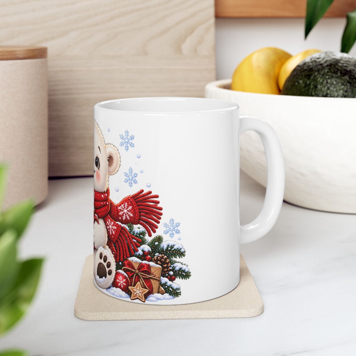 Cute Polar Bear with Hot Cocoa Mug | Christmas Winter Holiday Ceramic Mug