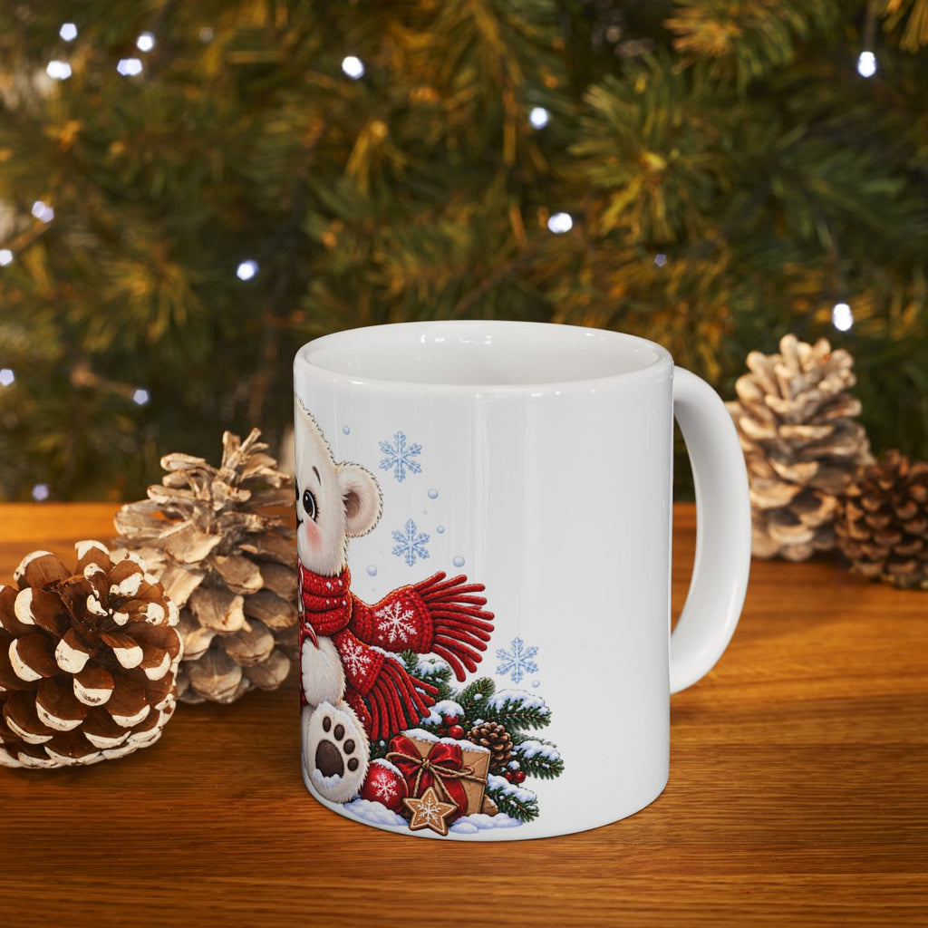 Cute Polar Bear with Hot Cocoa Mug | Christmas Winter Holiday Ceramic Mug