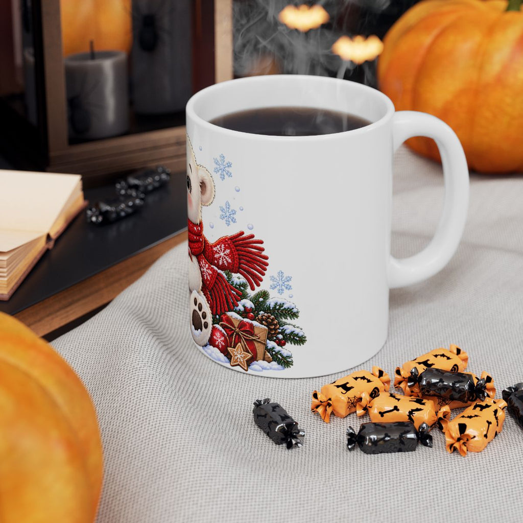 Cute Polar Bear with Hot Cocoa Mug | Christmas Winter Holiday Ceramic Mug
