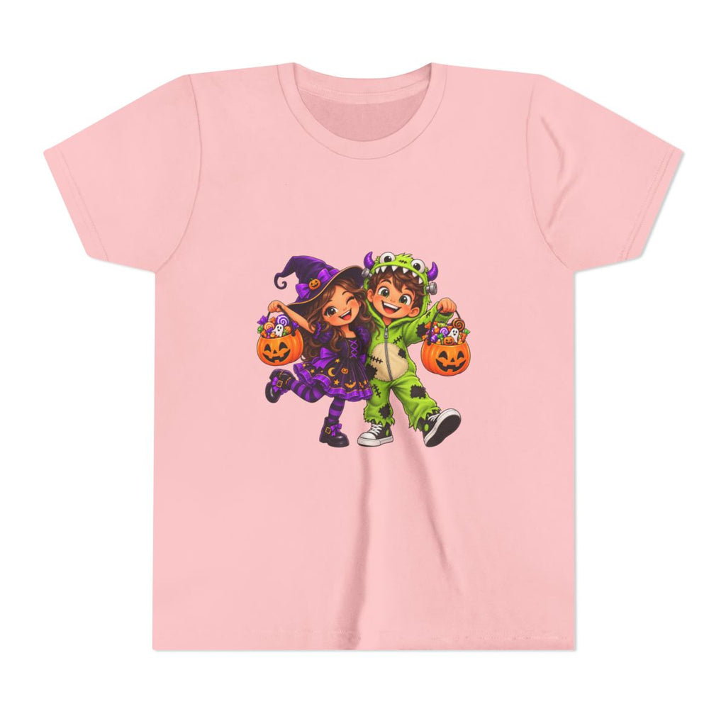 Cute Trick-or-Treat Kids in Witch and Monster Costumes Youth Tee | Halloween