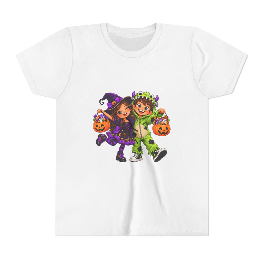 Cute Trick-or-Treat Kids in Witch and Monster Costumes Youth Tee | Halloween