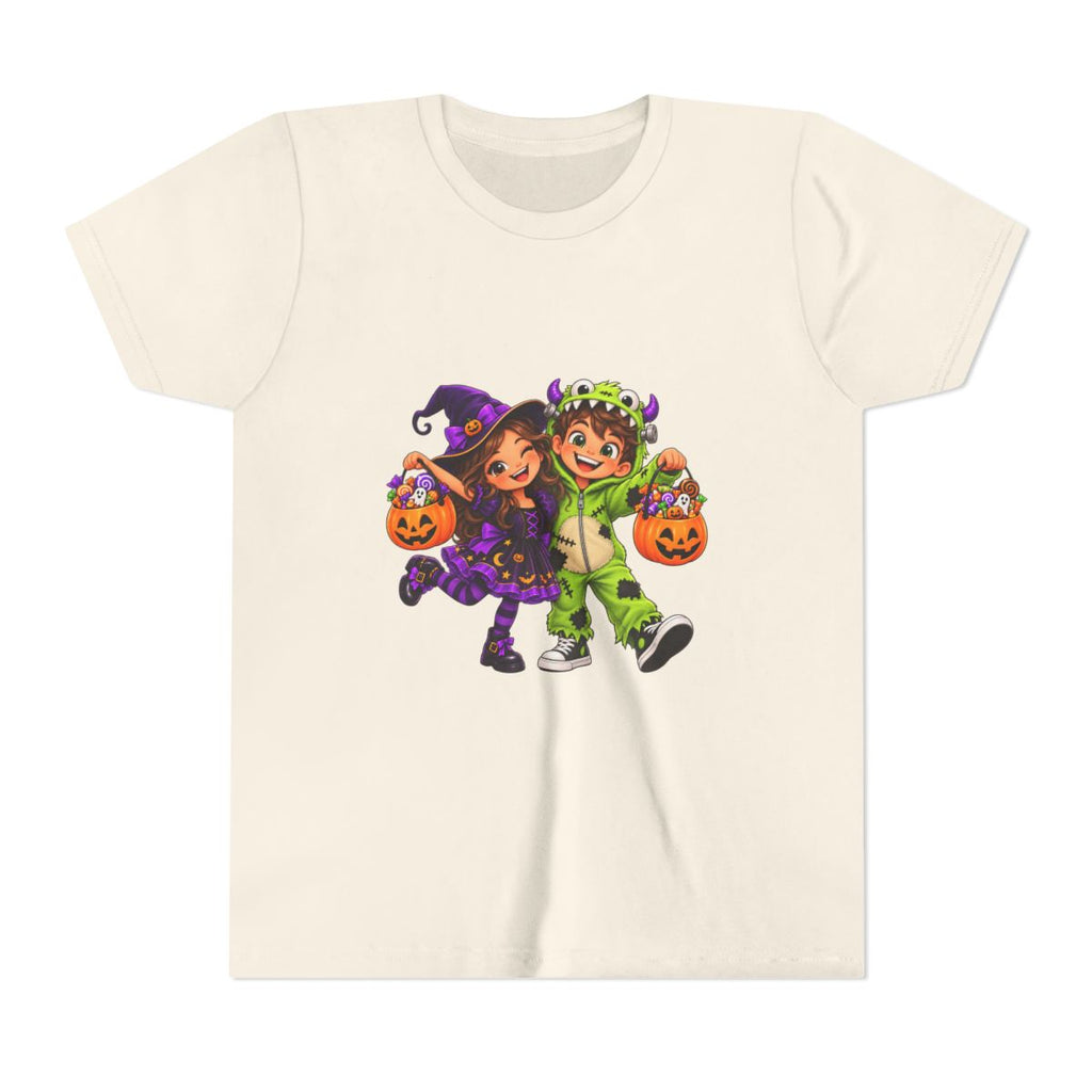 Cute Trick-or-Treat Kids in Witch and Monster Costumes Youth Tee | Halloween