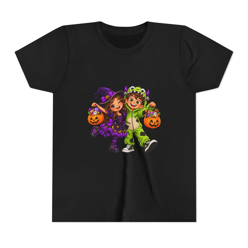 Cute Trick-or-Treat Kids in Witch and Monster Costumes Youth Tee | Halloween