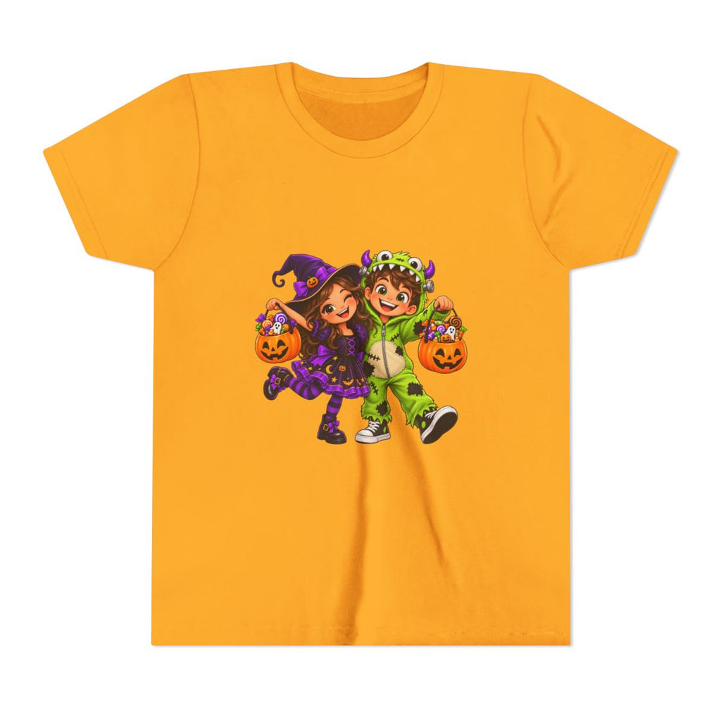Cute Trick-or-Treat Kids in Witch and Monster Costumes Youth Tee | Halloween