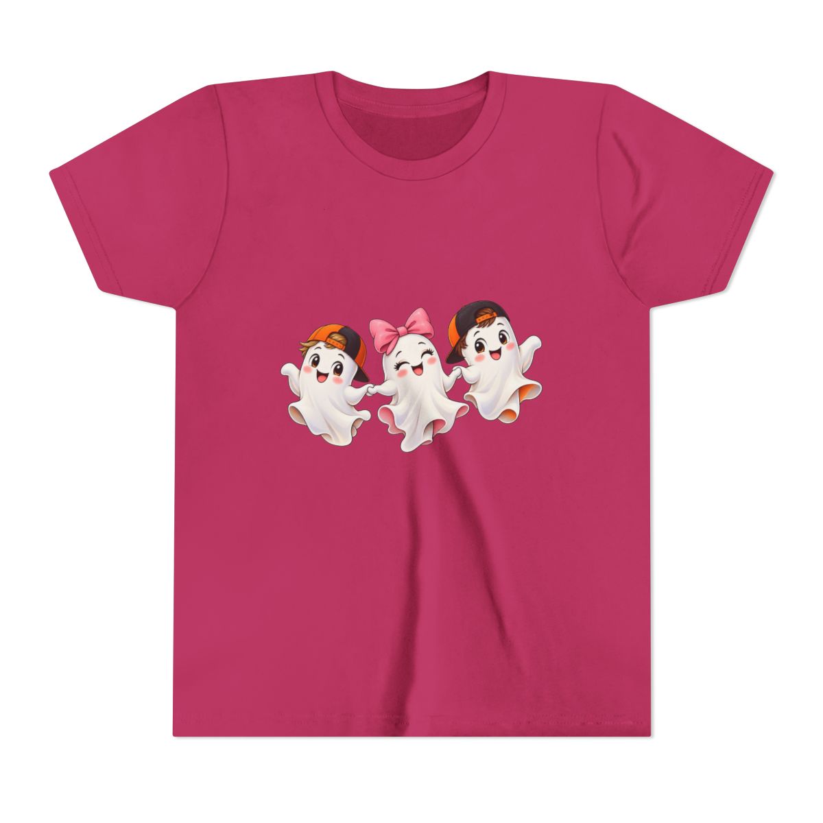 Cute Trio Ghosts Youth Tee | Kids Halloween Shirt, Cartoon Ghosts with Bow