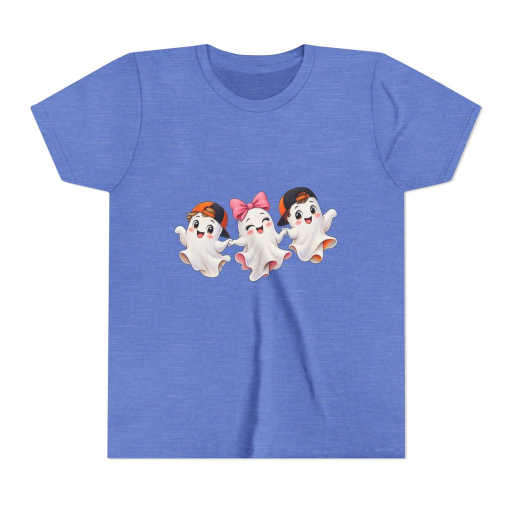 Cute Trio Ghosts Youth Tee | Kids Halloween Shirt, Cartoon Ghosts with Bow