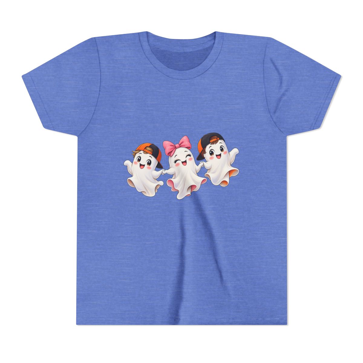 Cute Trio Ghosts Youth Tee | Kids Halloween Shirt, Cartoon Ghosts with Bow