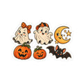 Cute Vintage Halloween Ghosts Pumpkins Bat Moon Sticker Set | Kiss-Cut Stickers