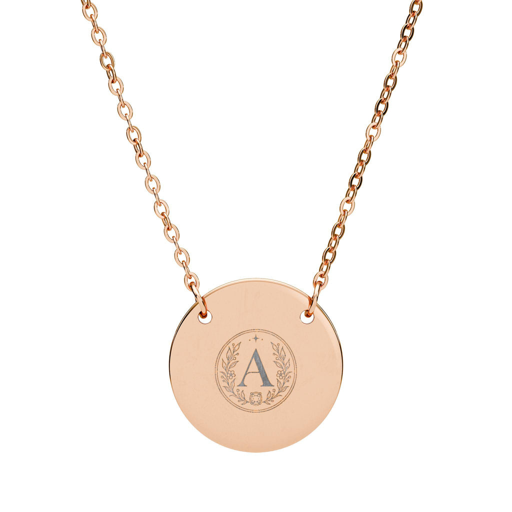Initial Monogram Circle Necklace, Engraved Disc Pendant | Personalized Jewelry