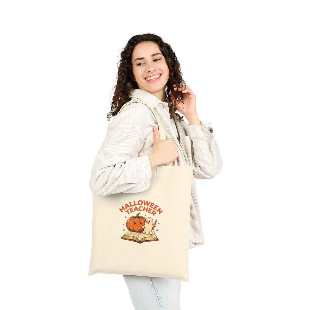 Halloween Teacher Pumpkin And Ghost Tote Bag