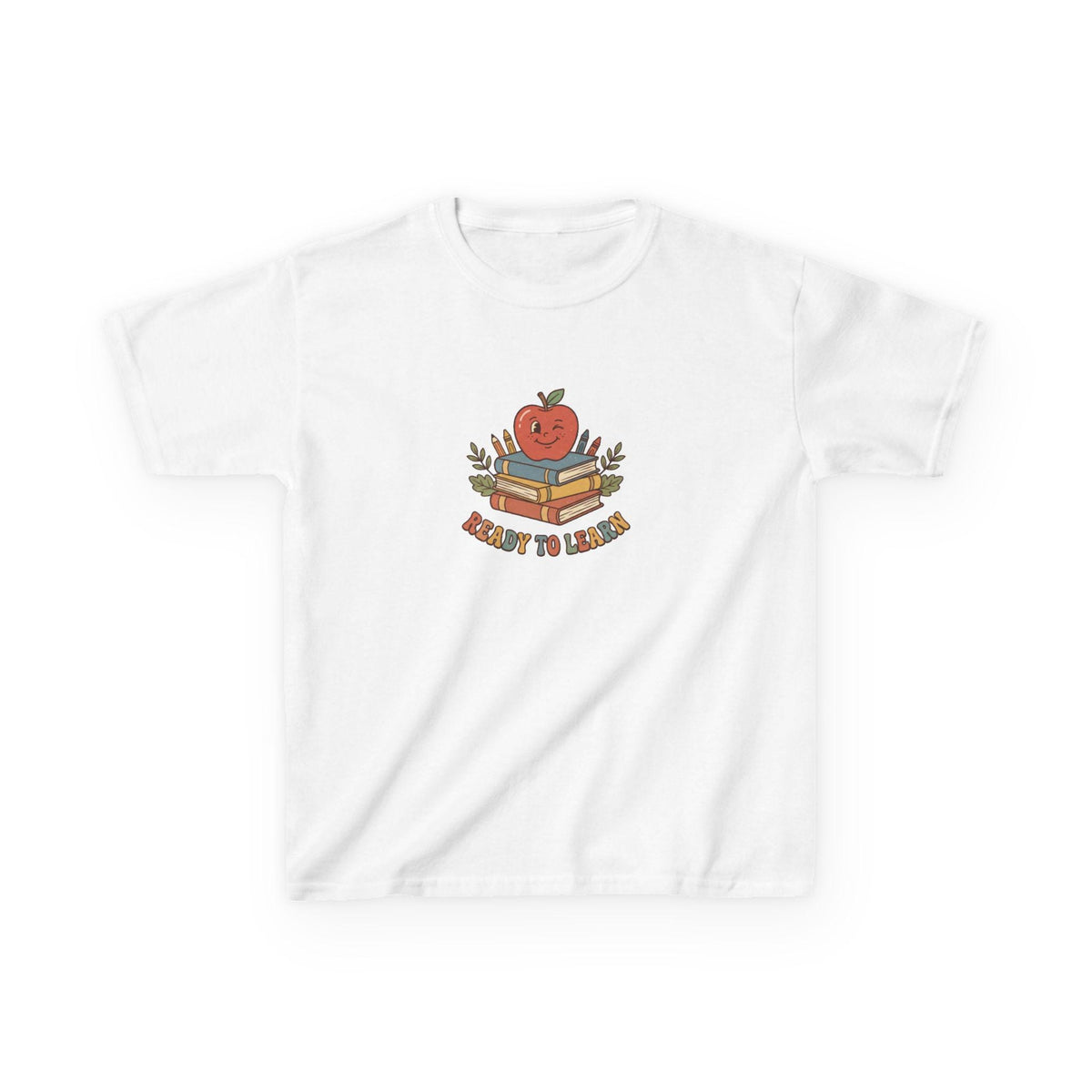 Apple on Books Kids T-Shirt | Back to School Cute Teacher Shirt