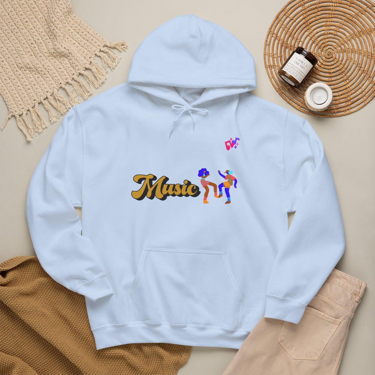 Dancing Couple Cropped Hoodie | Retro Music Funk Illustration