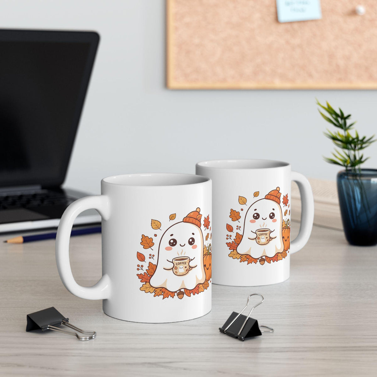 Cute Ghost Drinking Coffee Mug | Halloween Fall Coffee Cup