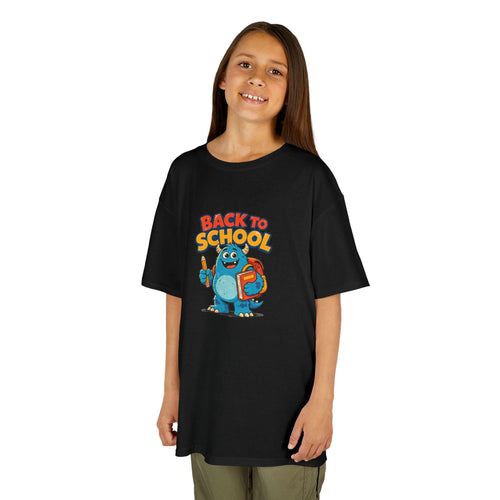 Back to School Monster Kids Tee | Cute Blue Backpack Cartoon
