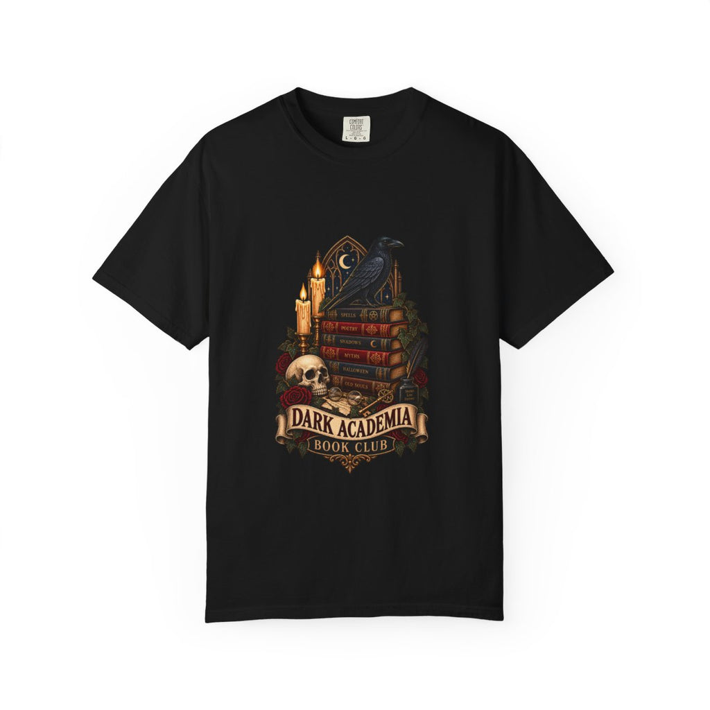 Dark Academia Book Club T-shirt | Raven, Books, Skull, Candle