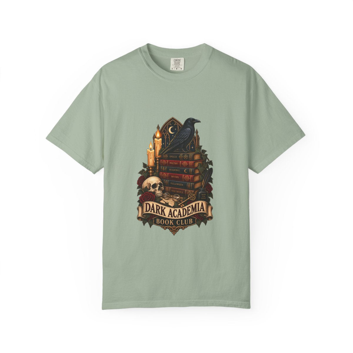 Dark Academia Book Club T-shirt | Raven, Books, Skull, Candle