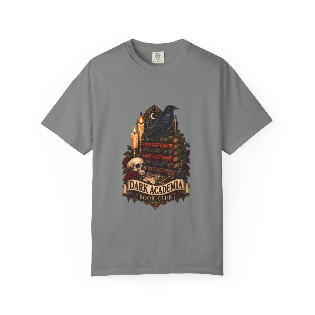 Dark Academia Book Club T-shirt | Raven, Books, Skull, Candle
