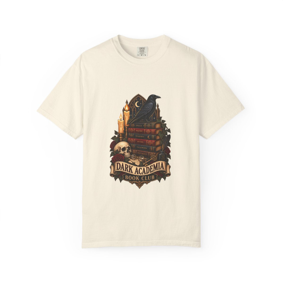 Dark Academia Book Club T-shirt | Raven, Books, Skull, Candle