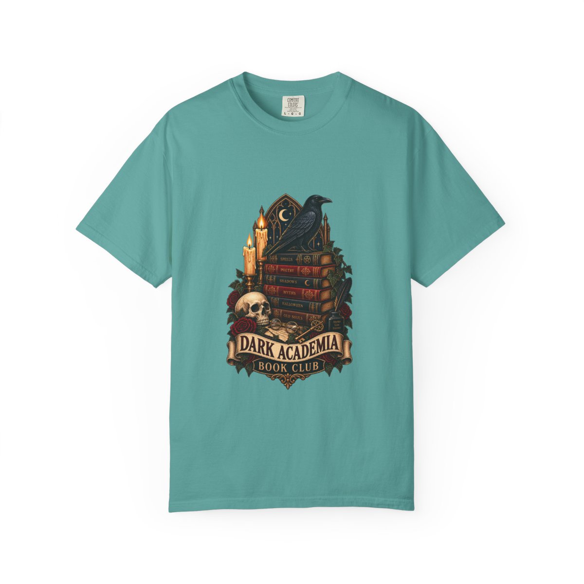 Dark Academia Book Club T-shirt | Raven, Books, Skull, Candle
