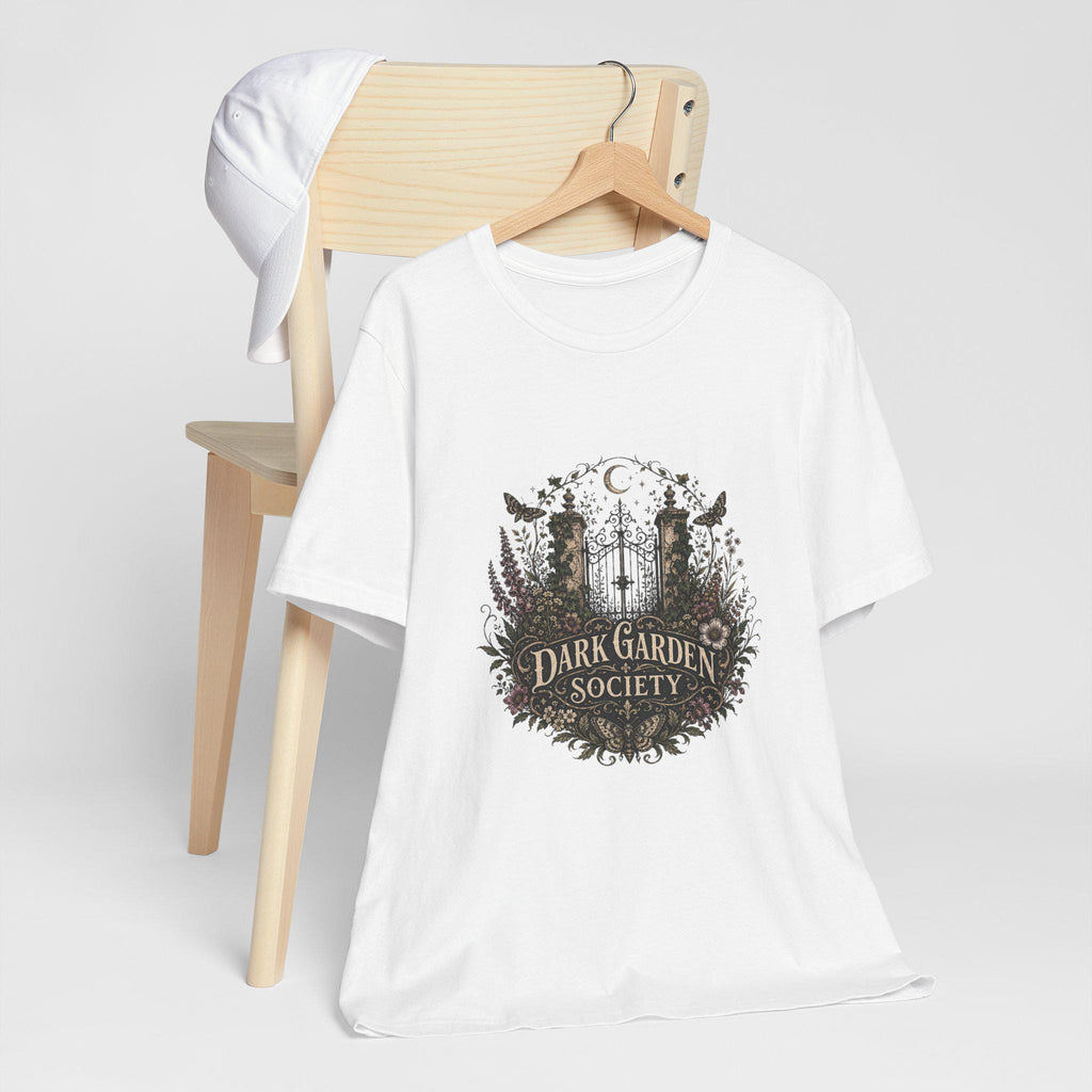 Dark Garden Society tee | Gothic floral crest, moon & crows