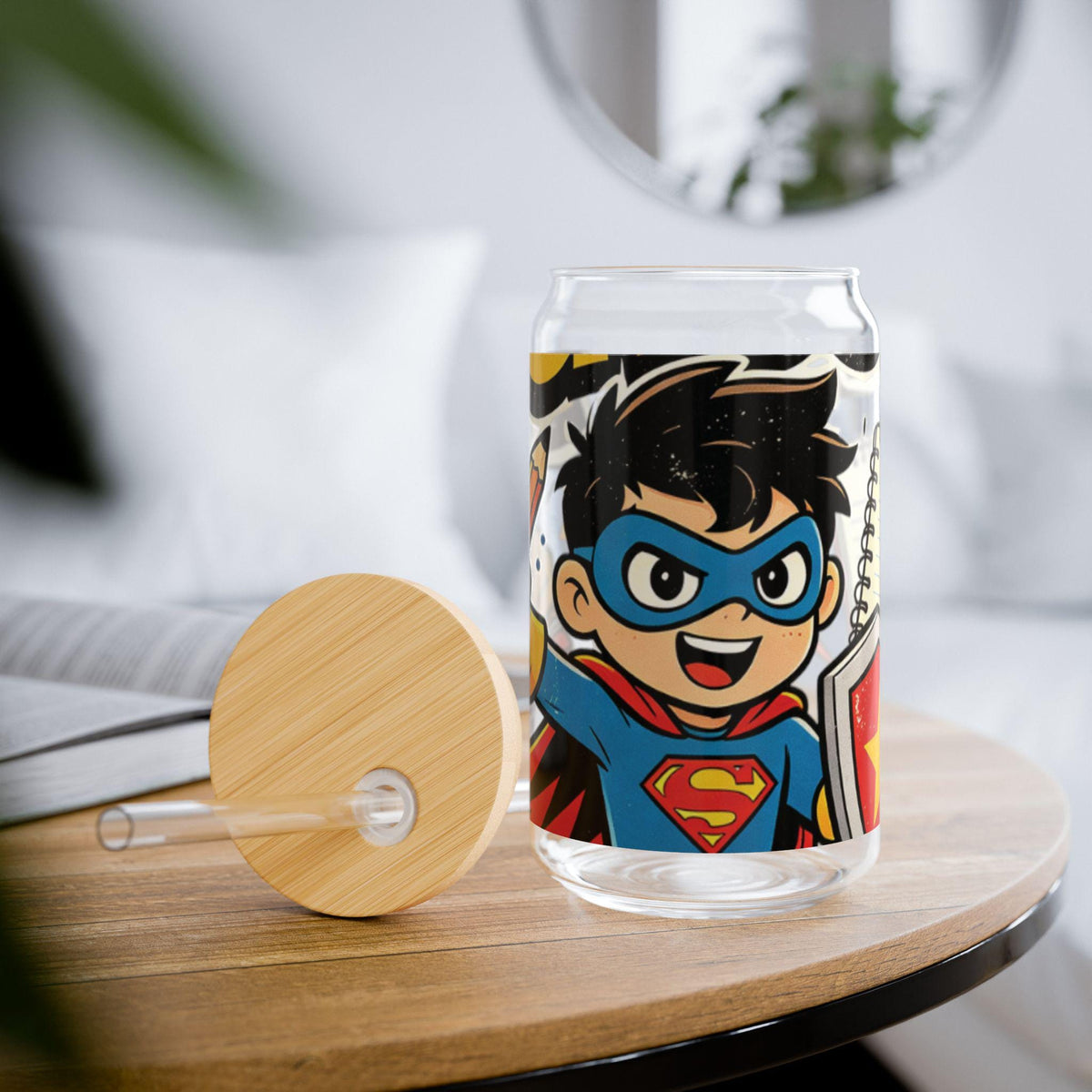 Back To School Superhero Kids Sipper Glass