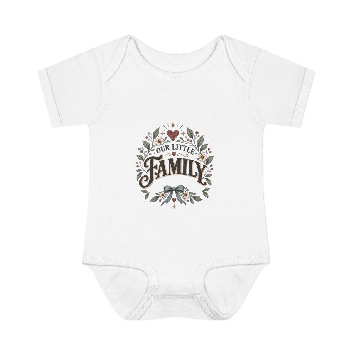Our Little Family Infant Bodysuit | Floral Heart Woodland Baby Onesie