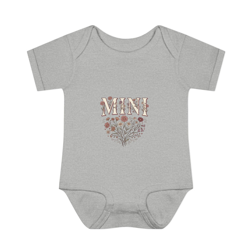 Mini floral heart Infant Bodysuit | baby onesie with floral 'MINI' design