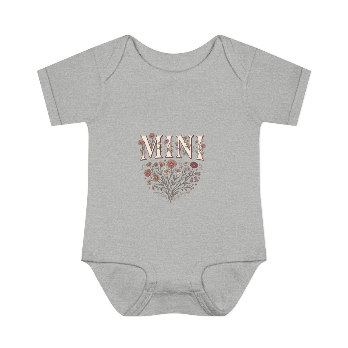 Mini floral heart Infant Bodysuit | baby onesie with floral 'MINI' design